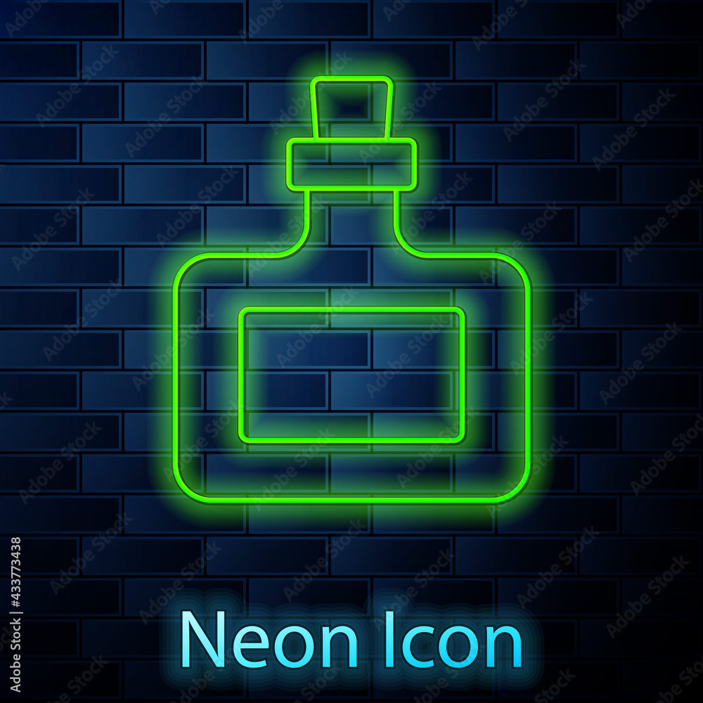Glowing neon line Sauce bottle icon isolated on brick wall background. Ketchup, mustard and mayonnaise bottles with sauce for fast food. Vector Glowing neon line Sauce bottle icon isolated on brick wall background. Ketchup, mustard and mayonnaise bottles with sauce for fast food. Vector