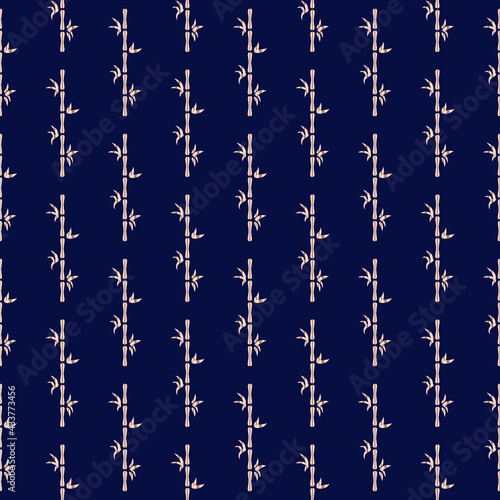 Bamboo. Seamless scalable pattern in gold color on a blue background. Ornament for packaging, textile or paper design. Pattern in the Chinese style.