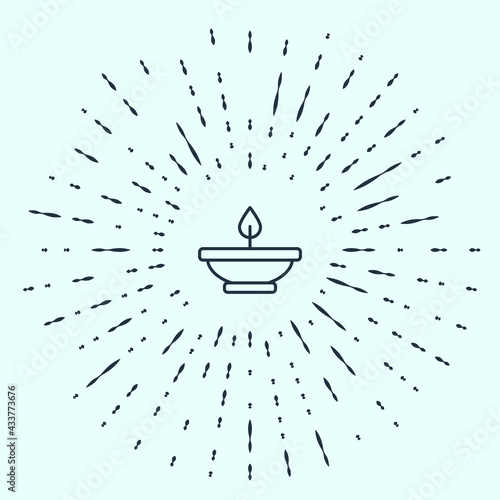 Black line Aroma lamp icon isolated on grey background. Abstract circle random dots. Vector