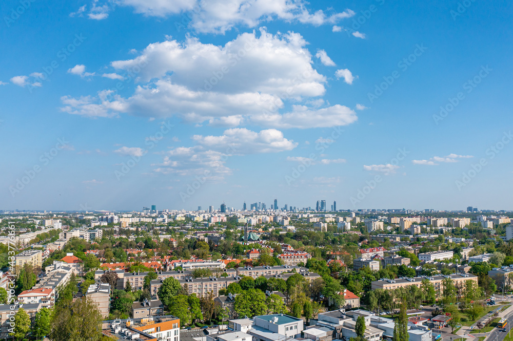 Warsaw, distant city center seen from Bielany
