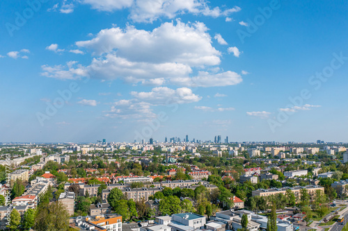 Warsaw, distant city center seen from Bielany