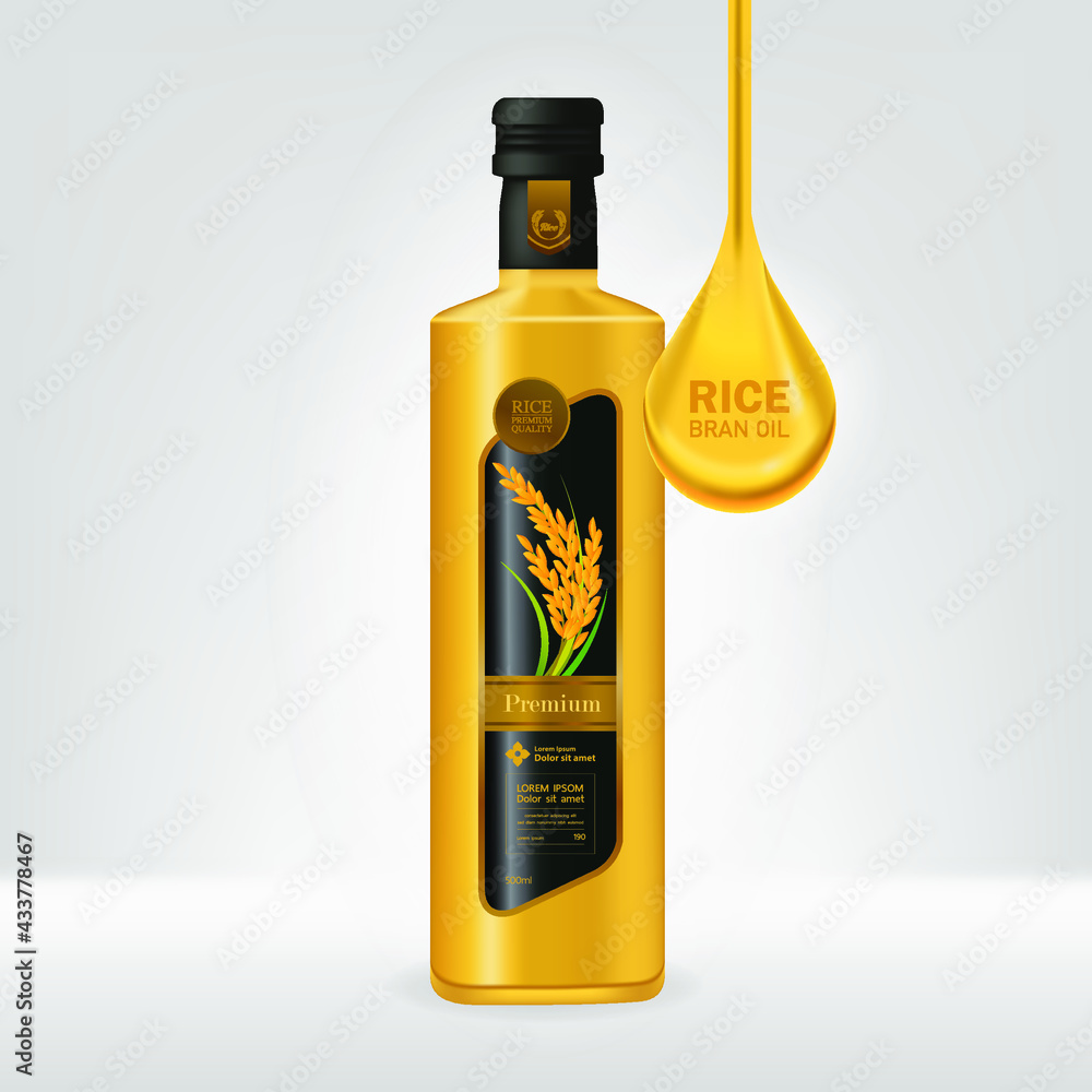 Premium Rice bran oil Product Mockup vector illustration Premium Rice bran oil Product Mockup vector illustration