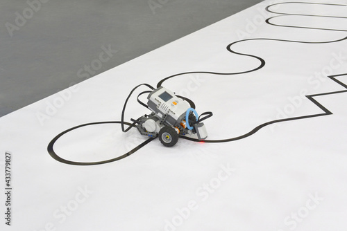 Programmable four wheels robotic car with line follow ability. robot driving on a line
