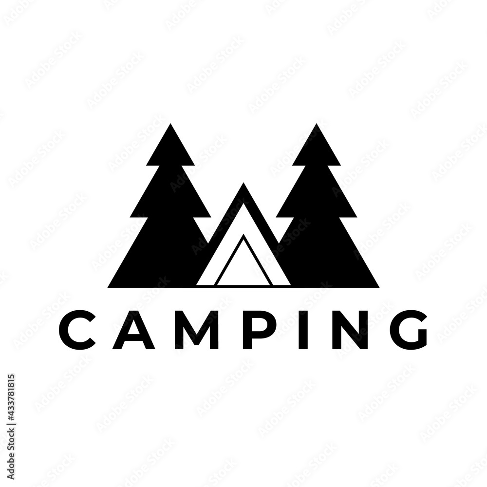 Obraz premium Camping and outdoor adventure logo vintage vector illustration design