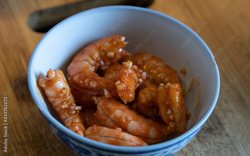 Shrimps in bowl
