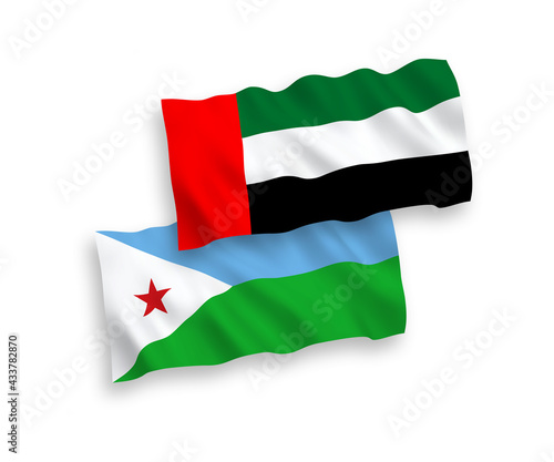 Flags of Republic of Djibouti and United Arab Emirates on a white background