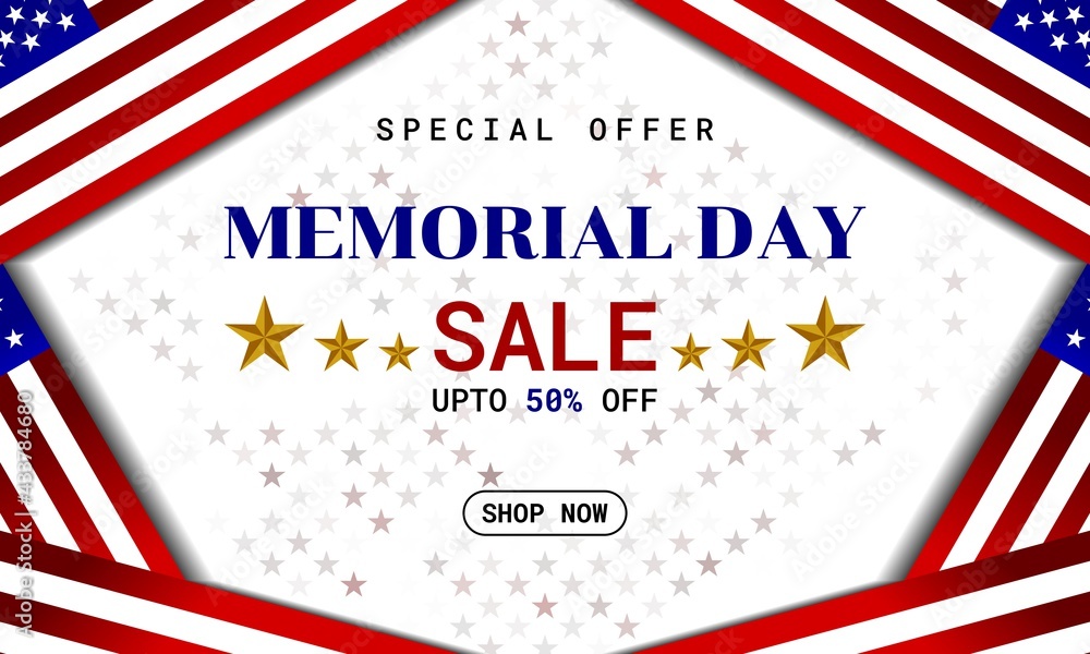 Memorial Day Background Special Offer Sale Promotion Advertising Banner Template