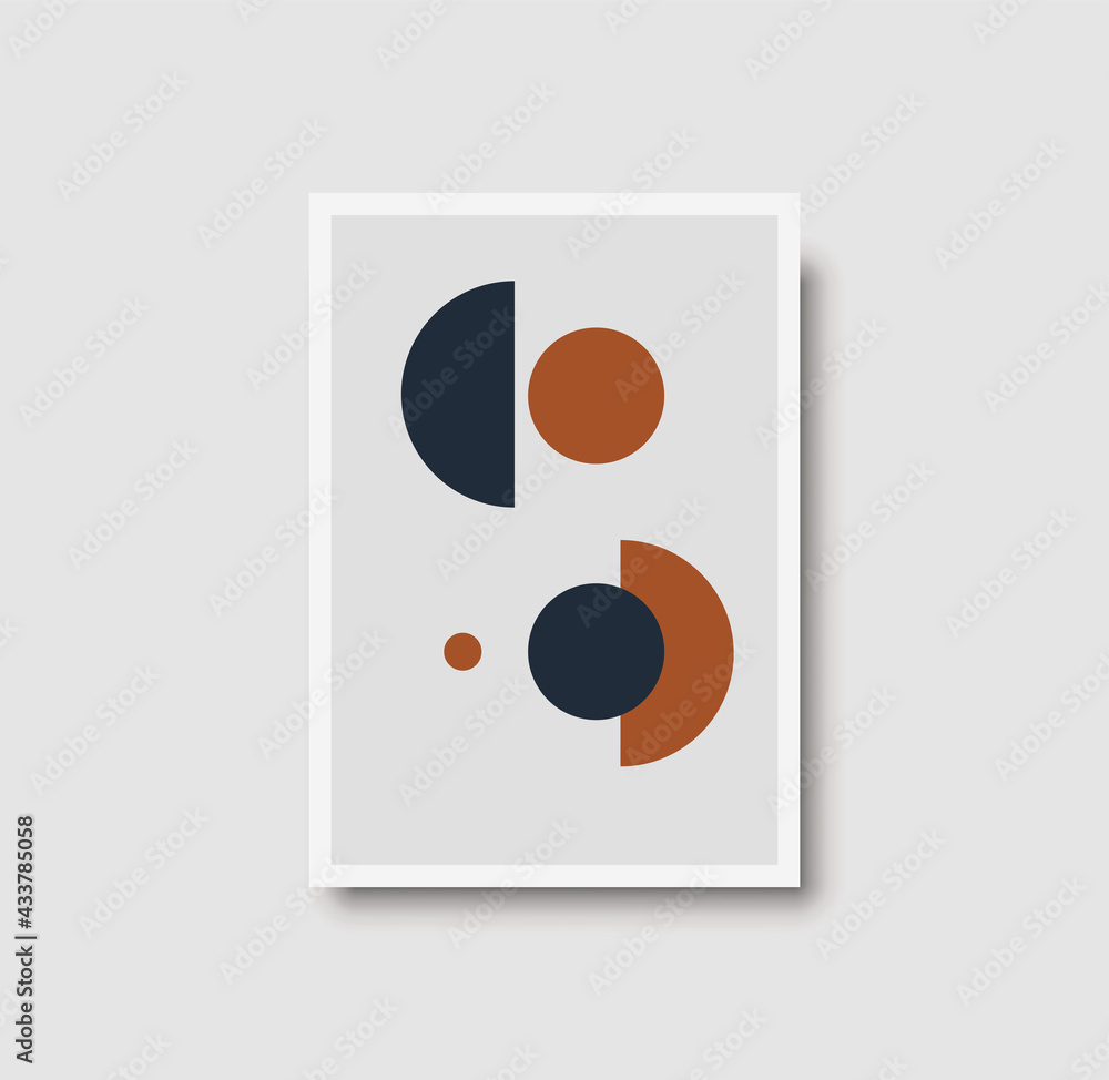 Abstract geometric mid century wall art print. Boho colorful poster with geometric shapes for wall art, bedroom interior. Artwork for wall decor, brochure design, minimal poster. Vector illustration Abstract geometric mid century wall art print. Boho colorful poster with geometric shapes for wall art, bedroom interior. Artwork for wall decor, brochure design, minimal poster. Vector illustration