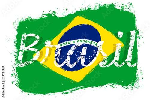 Brazil flag. Brasil Independence Day. Background with national country symbol.