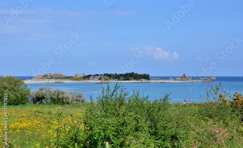 Beautiful view of the coast at Plougrescant in Brittany. France