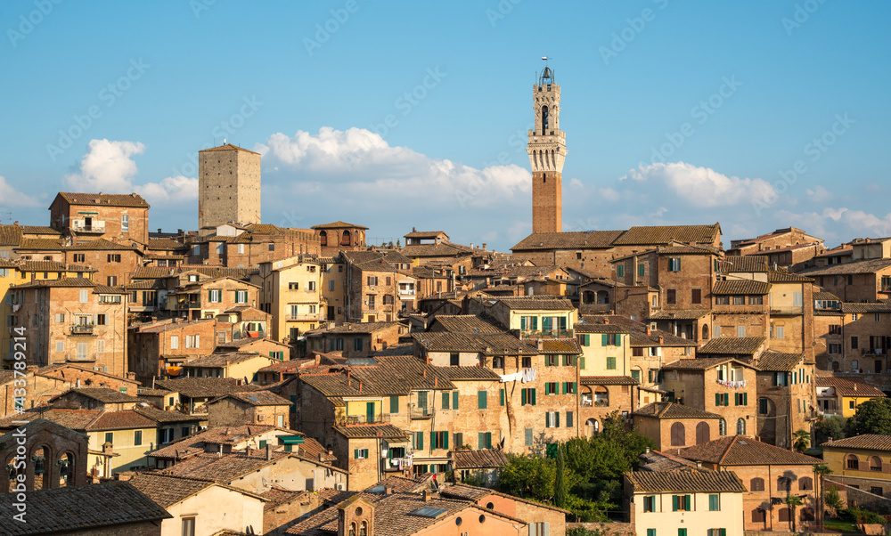 Panoramic cityscape of the historical town of Siena central Tuscany, Italy