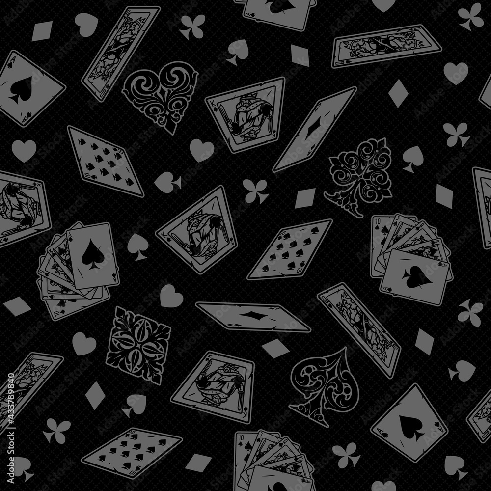 Vintage playing cards seamless pattern