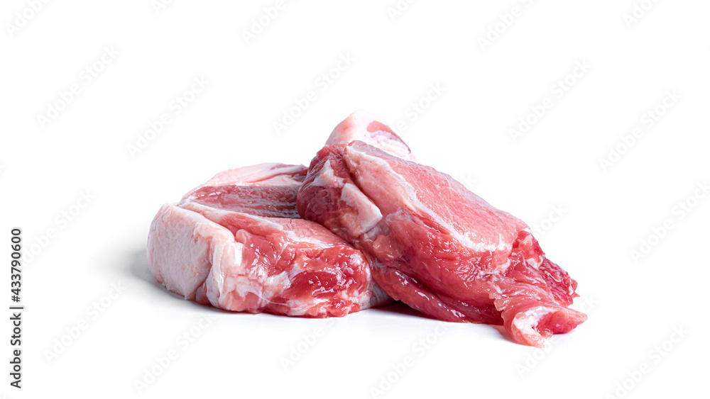 Fresh pork steak isolated on a white background.