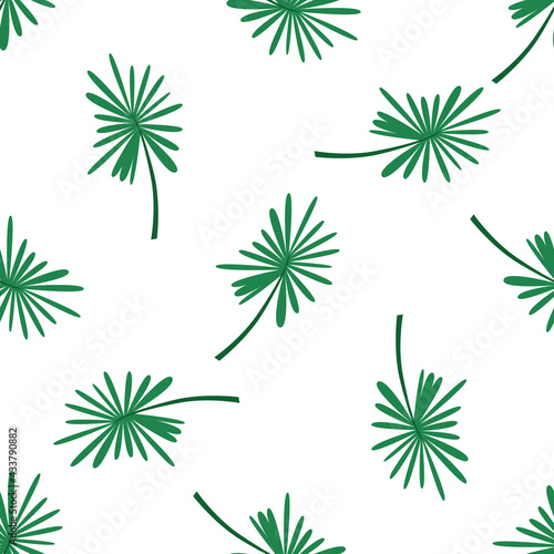 Seamless pattern of green leaves. Vector elements on a white background in a flat style. Illustration is used for fabric, book, poster, postcard, cover, web pages. © Юлия Храмцова