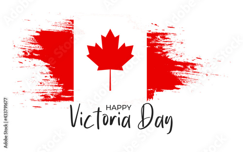 Happy victoria day canada vector illustration. Canada flag grunge style isolated on white background.