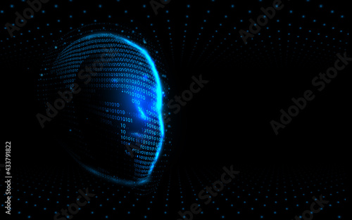 Realistic 3d man head. Artificial intelligence. AI. Big data and futuristic technology digital hi tech. Illustration vector