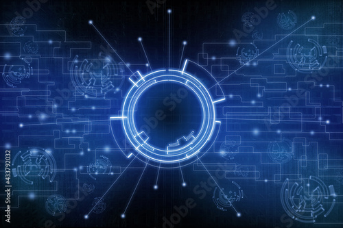 Wallpaper Mural Blue digital futuristic circle on dark blue background. Technology, communication or connection wallpapr. Torontodigital.ca