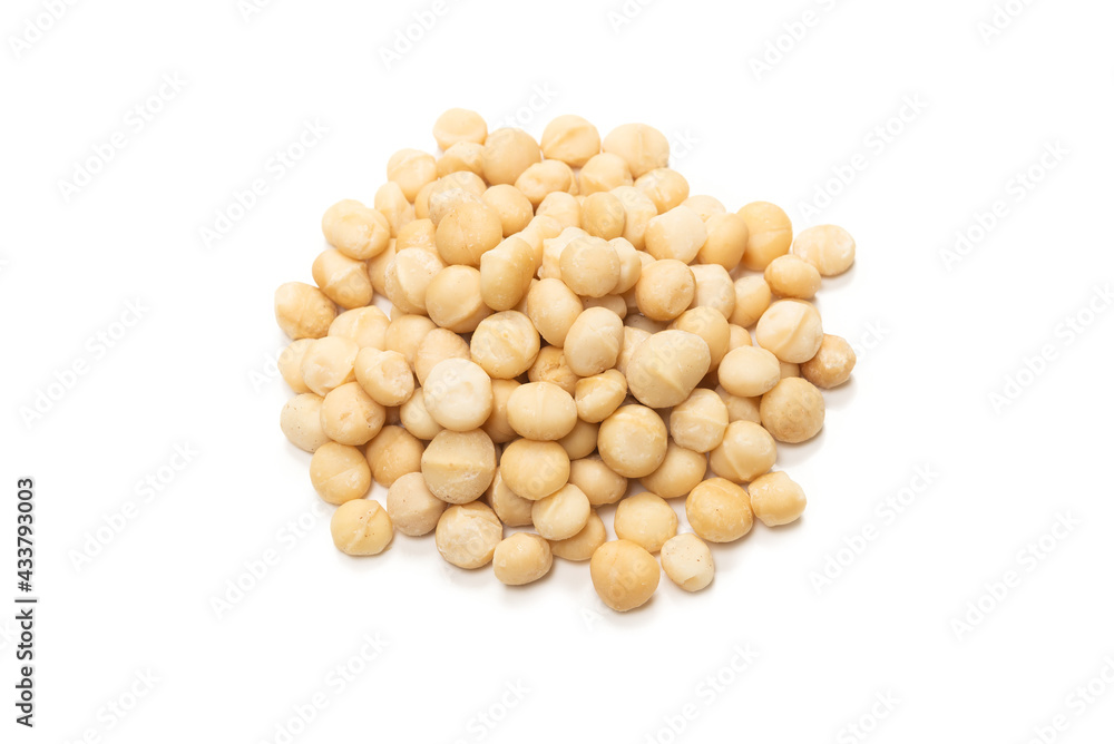 Macadamia nuts isolated on white background. Macadamia nuts isolated on white background.
