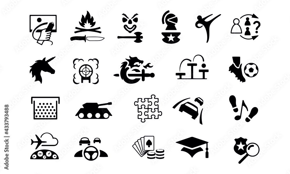 Naklejka premium Gaming Genre Icons vector design