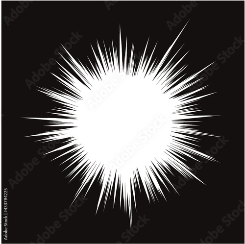 Comic book radial lines background. Manga speed frame. Explosion vector illustration. Star burst or sun rays abstract backdrop