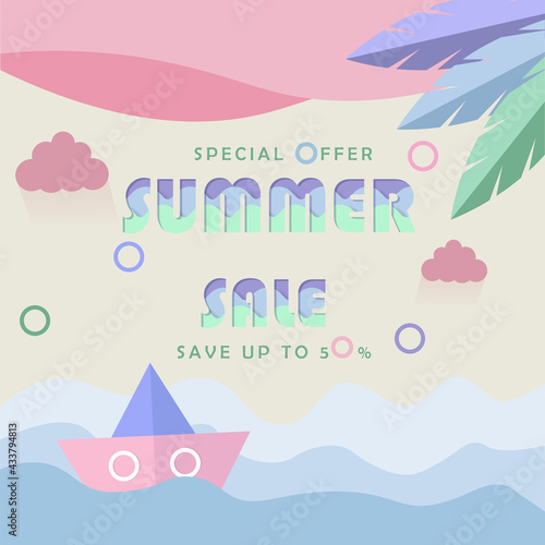 Vector illustration summer sale banner template design, Big sales special offer. 