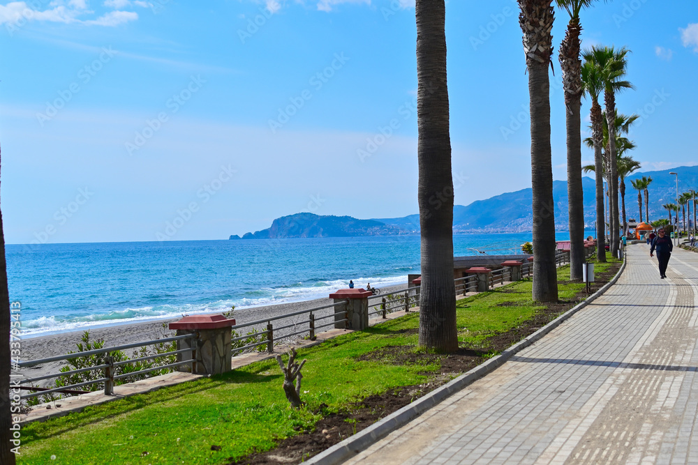 Beautiful wide track for sports along the sea Beautiful wide track for sports along the sea