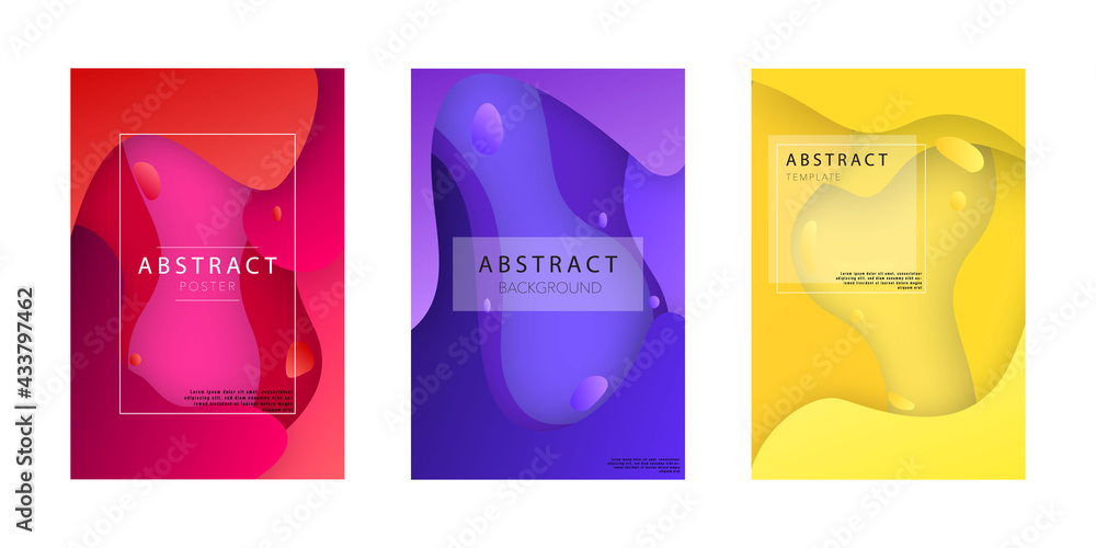 Collection of vector colourful backgrounds. Pink, purple and yellow. Posters, banners, advertisements.