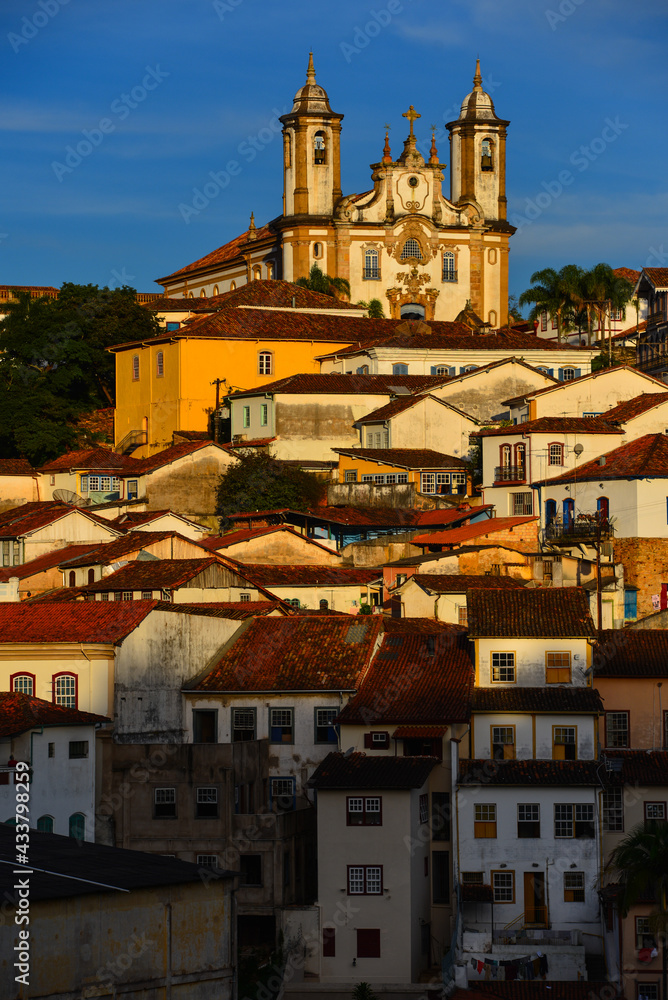 Golden hour on the historic colonial centre of Ouro Preto, Minas Gerais state, Brazil