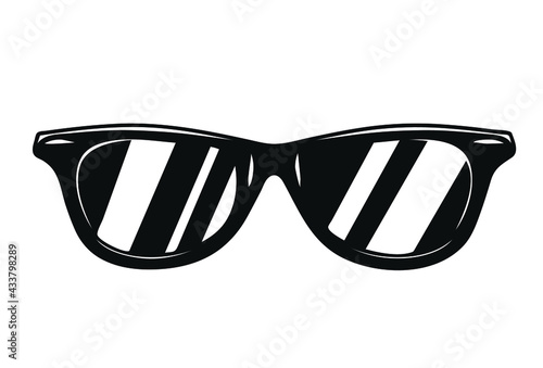 Eyeglasses Monochrome Vector Illustration ,Black and white color ,Isolated in white background ,can be used for mascot, logo, apparel and more.Editable Design