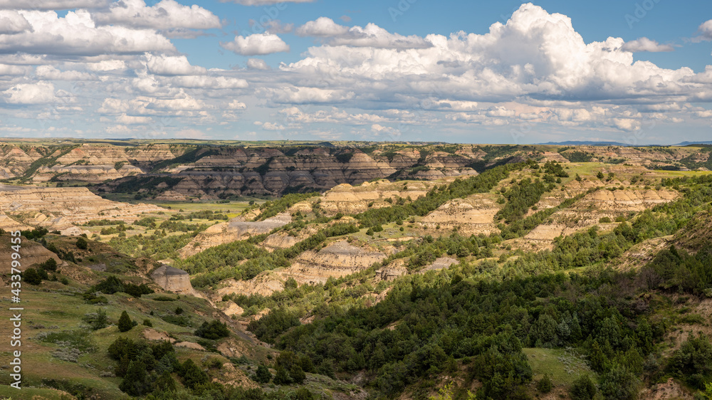 Oxbow Overlook in the Theodore Roosevelt National Park - North Unit on the Little Missouri River - North Dakota Badlands