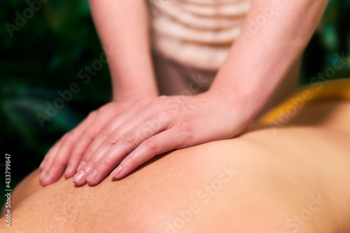 chiropractor woman hands during work close-up