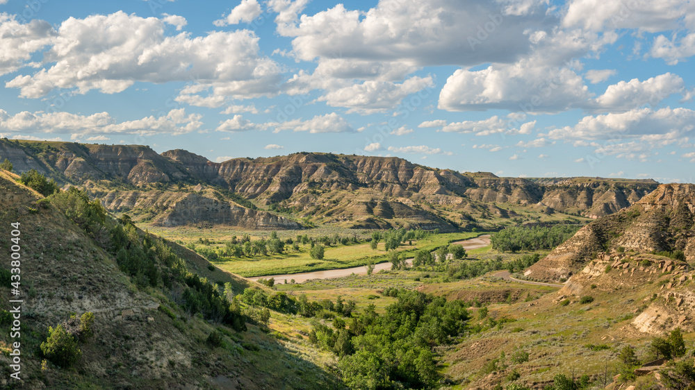 View of the Little Missouri River on Scenic Loop Drive in the Theodore Roosevelt National Park - South Unit - near Medora, North Dakota