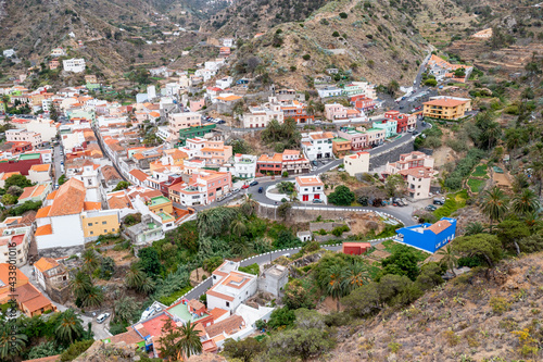 La Gomera - Roque El Cano and town Vallehermoso from above. La Gomera, Canary Islands. © Curioso.Photography