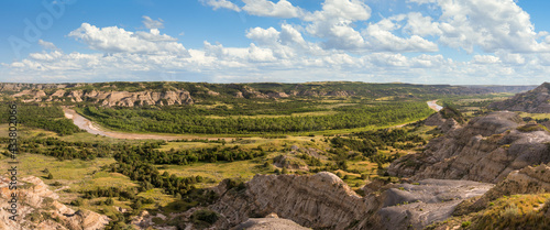 Big Panorama along the Caprock Coulee Nature Trail in the Theodore Roosevelt National Park - North Unit on the Little Missouri River - North Dakota Badlands