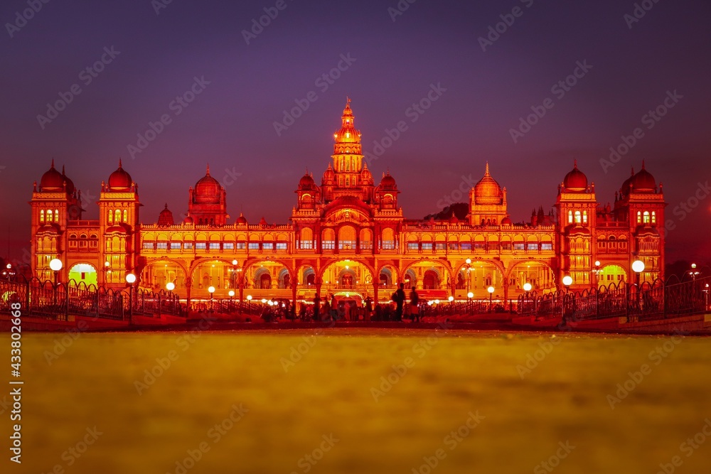 Mysore palace in light