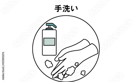 石けんを泡立ててする手洗いするアイコン