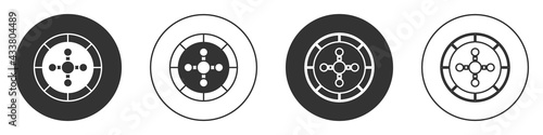 Black Casino roulette wheel icon isolated on white background. Circle button. Vector