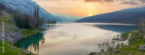 wonderful lake in the mountain outside the city