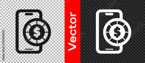 Black Online poker table game icon isolated on transparent background. Online casino. Vector