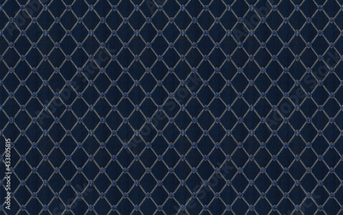 Fabric texture canvas. Cotton background. Detail close up for dress or other modern fashion textile print. Blue honeycomb textured design.