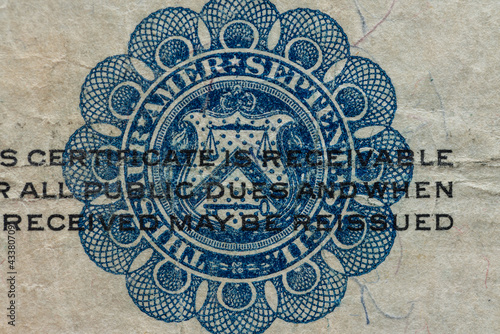 Wallpaper Mural 1923 one dollar banknote closeup. Old US silver certificate dollar. Number one, 1, and dollar writing on banknote. Antique money of the United States Torontodigital.ca