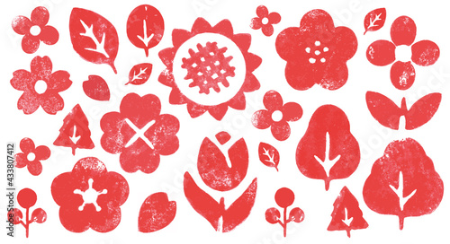  手作りスタンプ植物アイコンセット