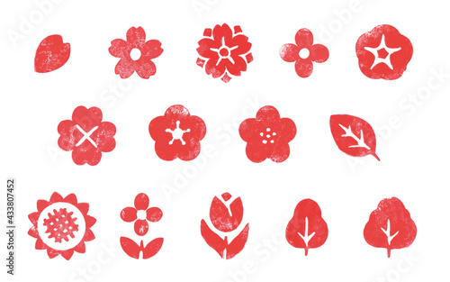  手作りスタンプ植物アイコンセット