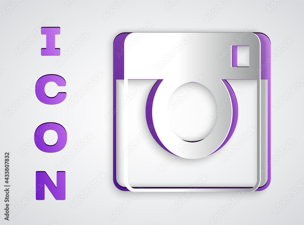 Paper cut Photo camera icon isolated on grey background. Foto camera. Digital photography. Paper art style. Vector Paper cut Photo camera icon isolated on grey background. Foto camera. Digital photography. Paper art style. Vector