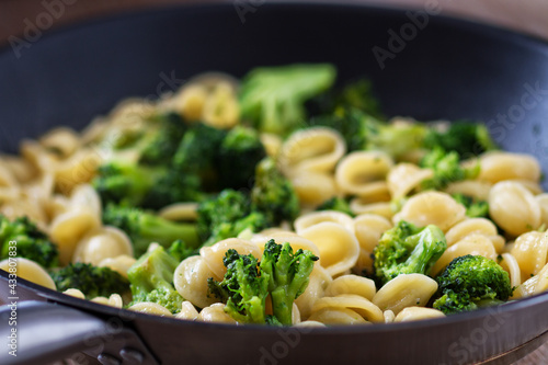 Pasta with Broccoli on a Pan. Typical Italian Dish.