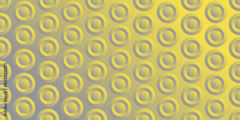 Seamless abstract background pattern. Gray circle with yellow gradient. Composition for design tile, cover, poster, textile, flyer, banner, brochure, wall. Vector illustration.
