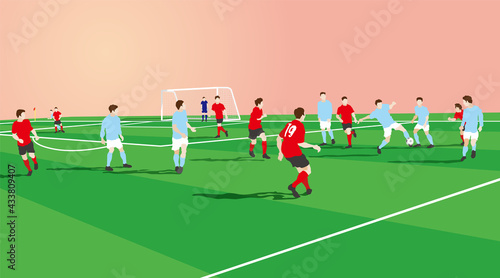 Soccer Ball control in congestion. Vector