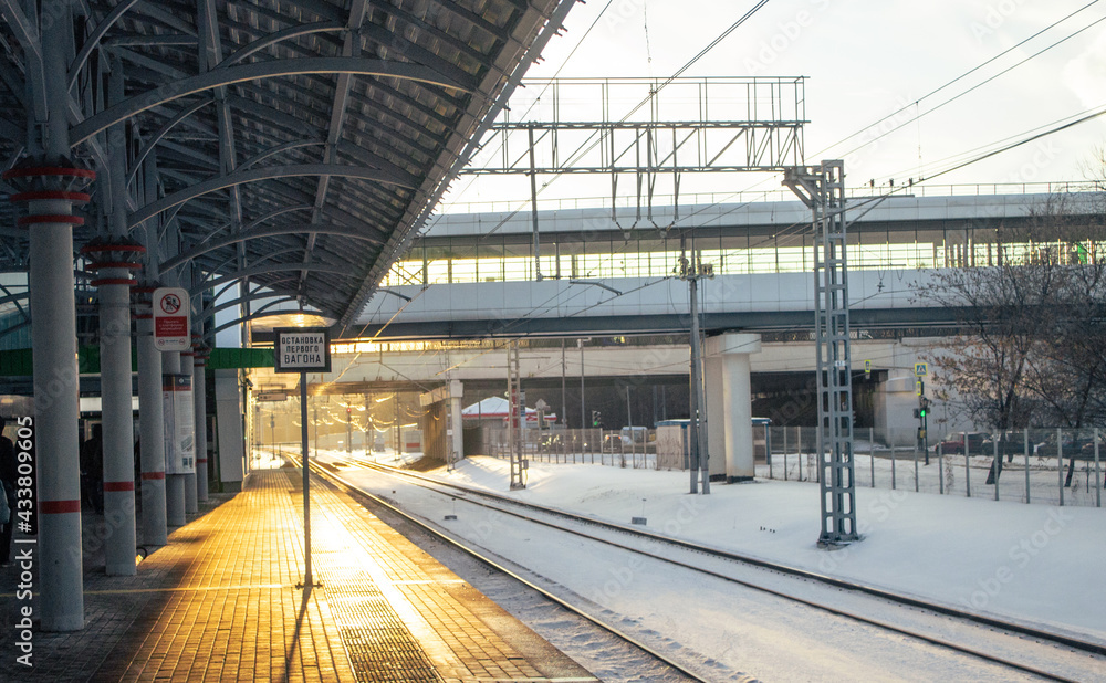 city railway station in winter