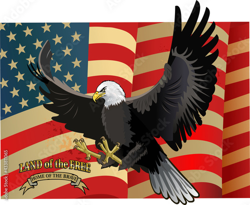 American Redoubtable  Eagle with USA flags