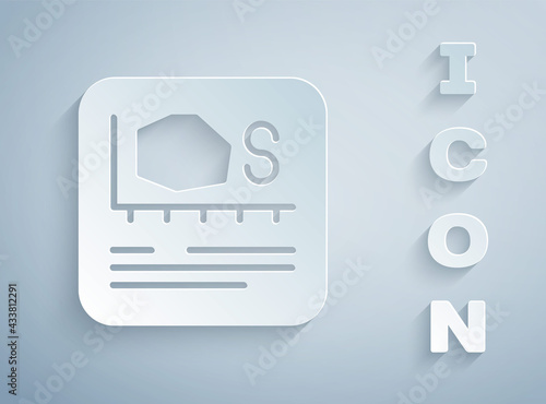 Paper cut Area measurement icon isolated on grey background. Paper art style. Vector